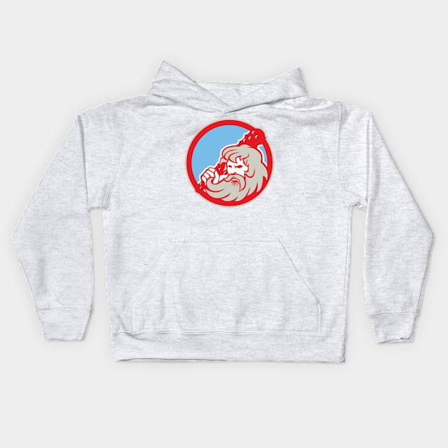 Hercules Wielding Club Circle Retro Kids Hoodie by patrimonio